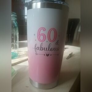 60 and Fabulous Pink Stainless Tumbler
